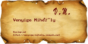 Venyige Mihály névjegykártya